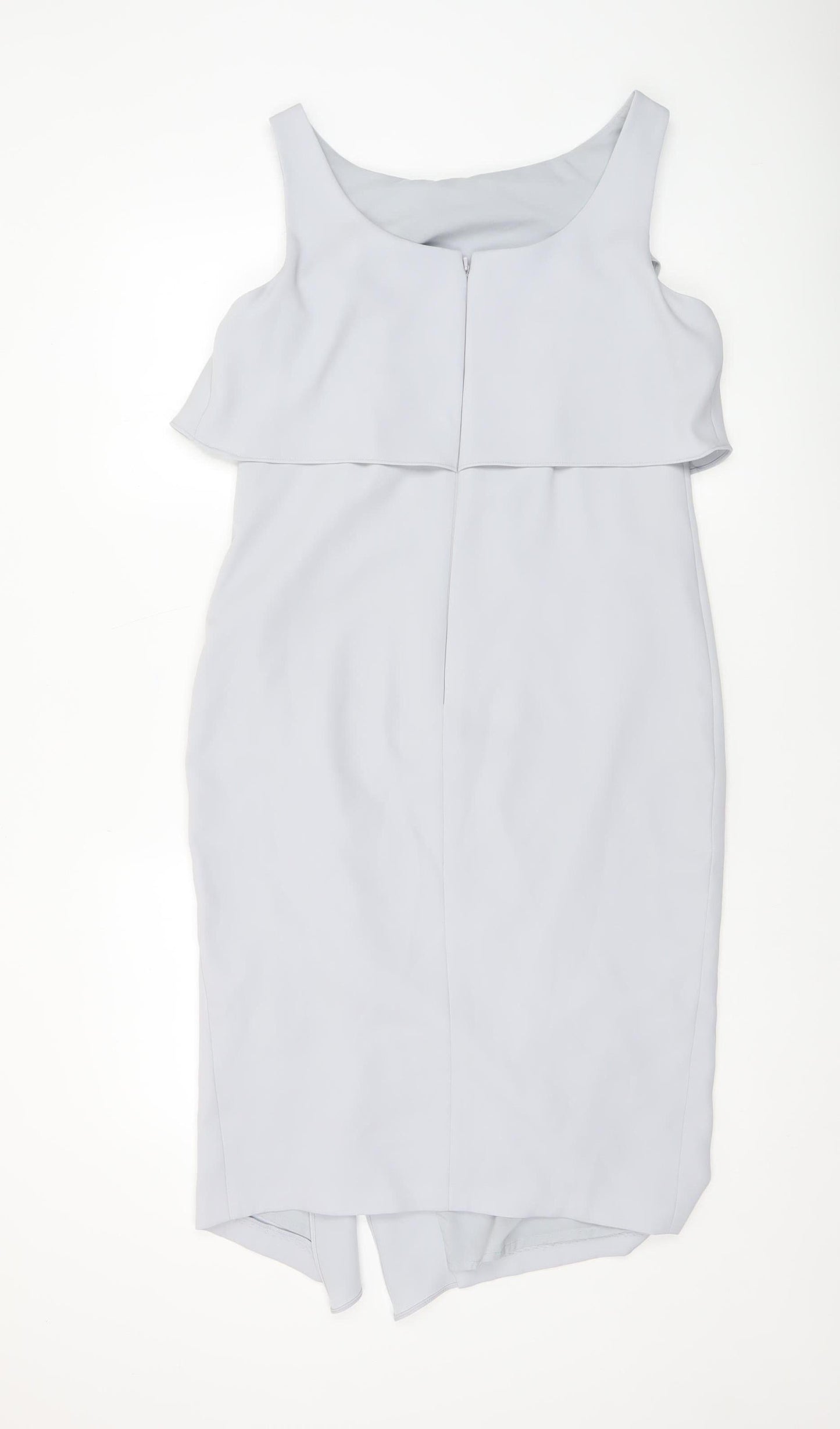 Coast Women Silver Size 12 Sheath Ruffle Formal Dress