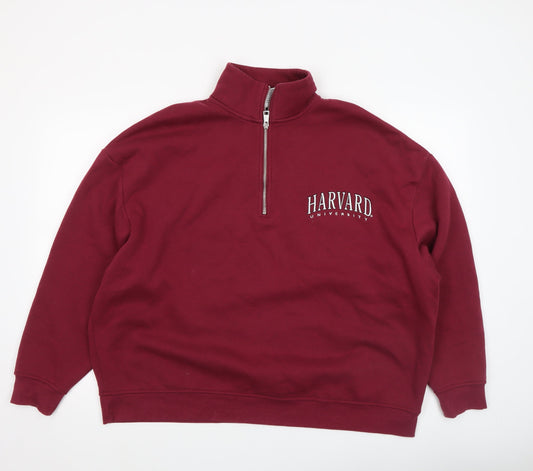 Harvard University Burgundy 1/4 Zip Women's Sweatshirt Size L