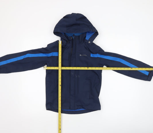 Mountain Warehouse Boys Blue Waterproof Hooded Rain Coat Jacket 7-8 Years