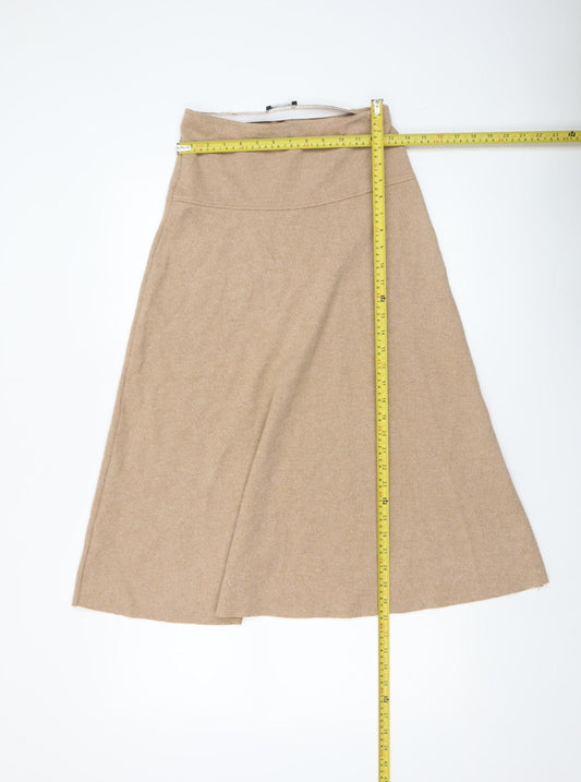 Zara Women Beige A-Line Knit Midi Skirt Size S