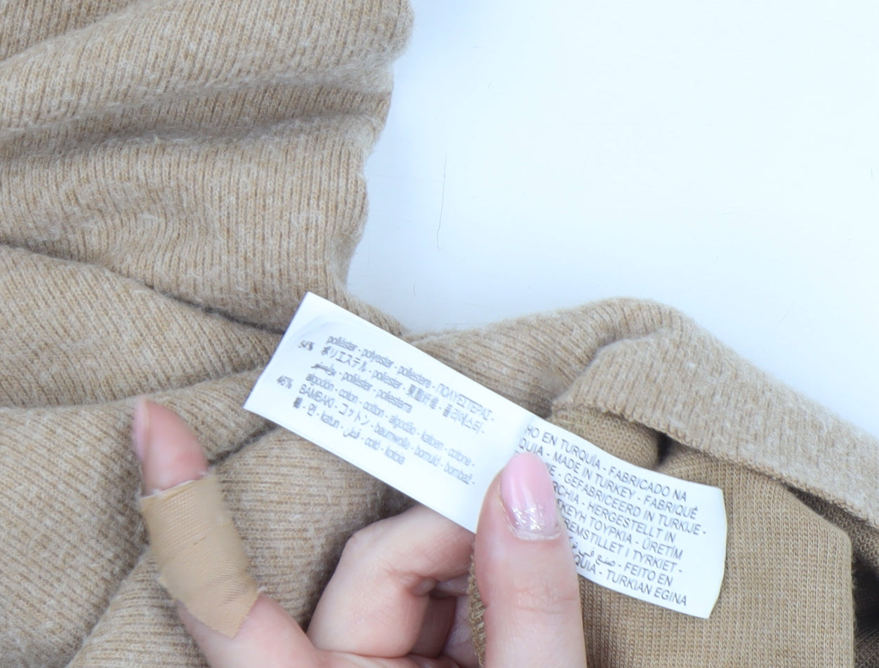 Zara Women Beige A-Line Knit Midi Skirt Size S