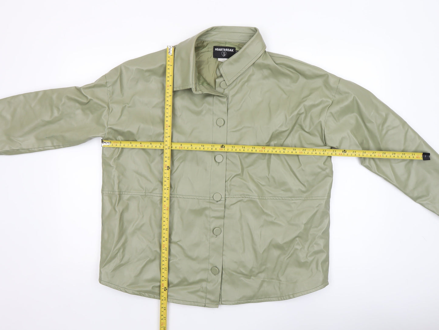 Heartbreak Women’s Green Faux Leather Button Jacket UK 12