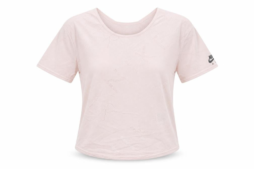 Nike Women Pink Dri-Fit Mesh Short Sleeve V-Neck Training T-Shirt XS