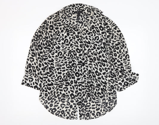 Cutie Women’s Black White Leopard Print Polyester Jumpsuit UK 10