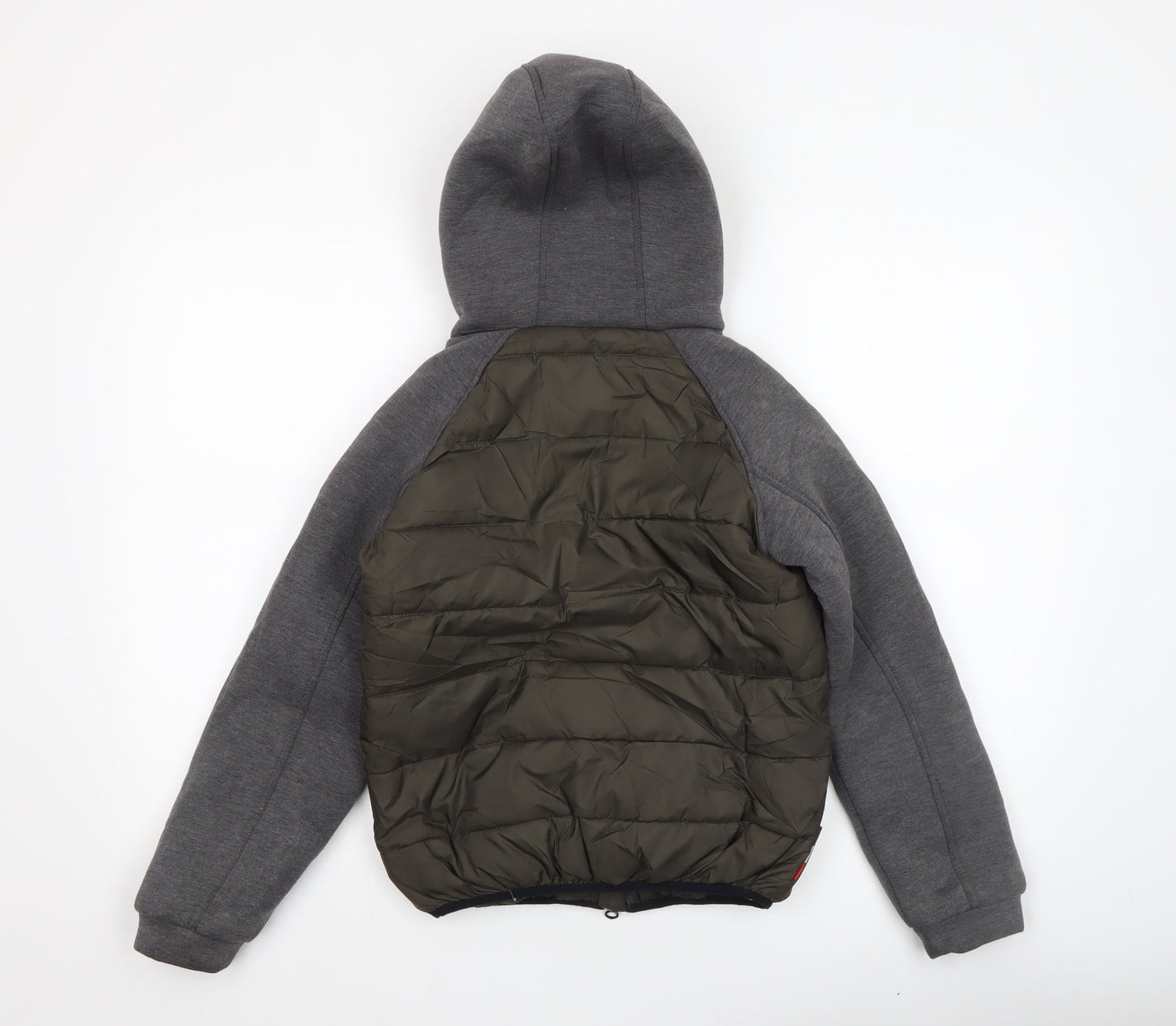 Invicta Boys Grey & Green Hooded Puffer Jacket 10 Years Polyester