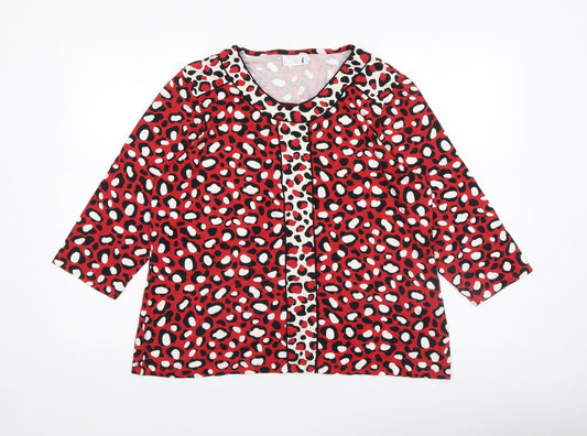 Cotswold Collections Womens Red Animal Print 3/4 Sleeve Tunic Blouse Size 18