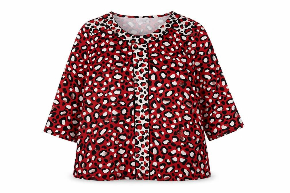 Cotswold Collections Womens Red Animal Print 3/4 Sleeve Tunic Blouse Size 18