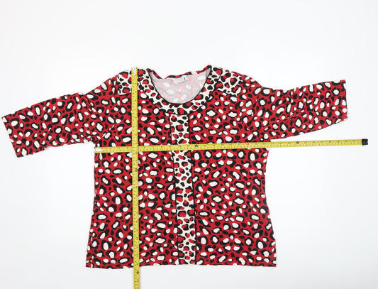 Cotswold Collections Womens Red Animal Print 3/4 Sleeve Tunic Blouse Size 18