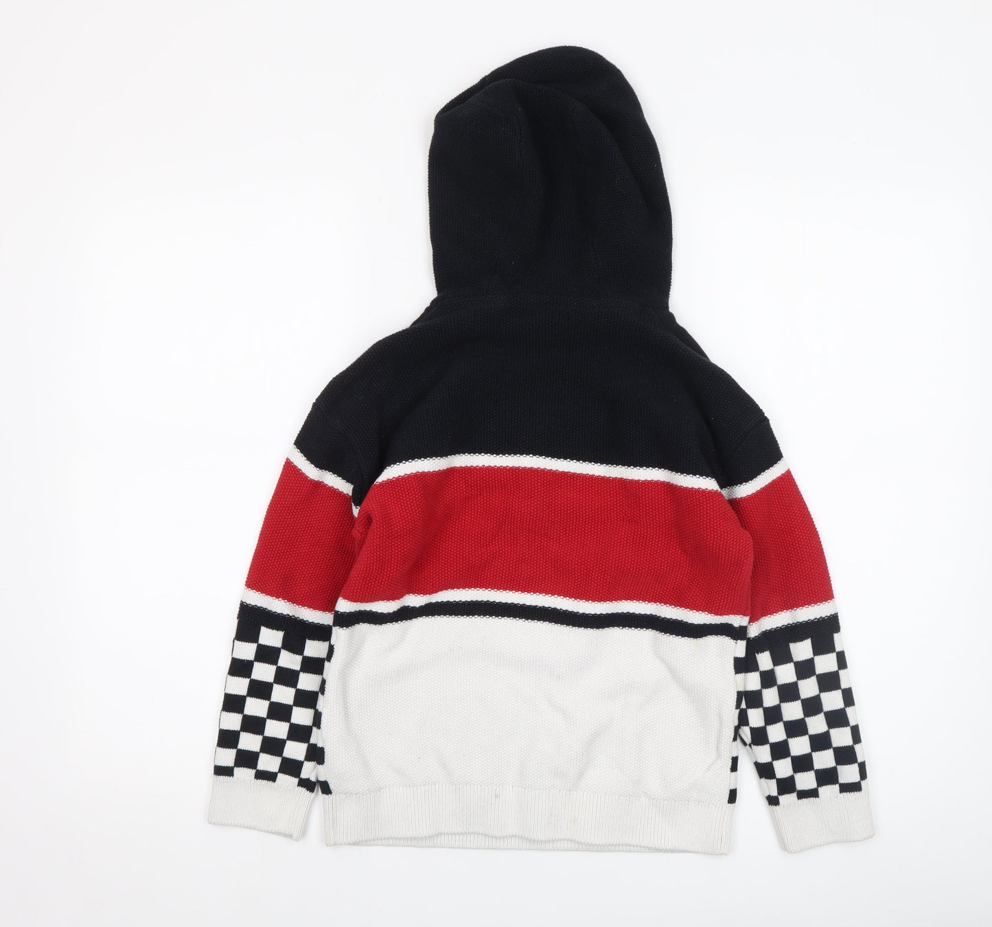 Next Boys Black Red Santa Hooded Christmas Jumper 9 Years 100% Cotton