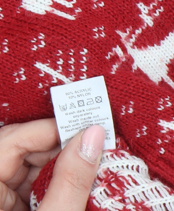 River Island Womens Red Christmas Fair Isle Jumper Size S