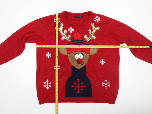 Dunnes Men Red XL Reindeer Christmas Knit Jumper