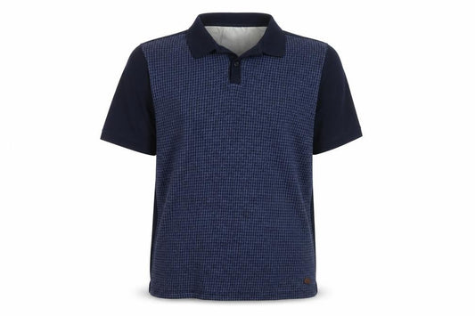 Hammond & Co Men’s Blue Houndstooth Polo Shirt Size L Cotton Blend