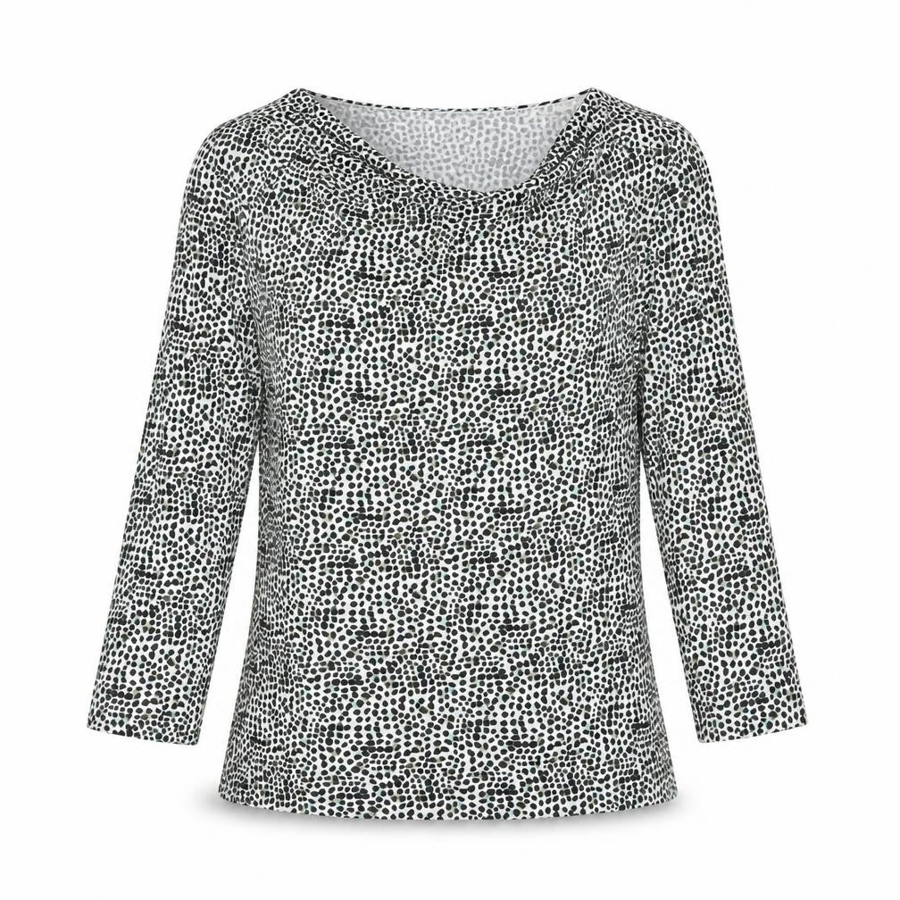 Linea Women’s Multicoloured Animal Print Cowl Neck 3/4 Sleeve Blouse M