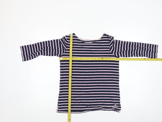 Jack Wills Women’s Blue Stripe Cotton 3/4 Sleeve Boat Neck T-Shirt UK 8