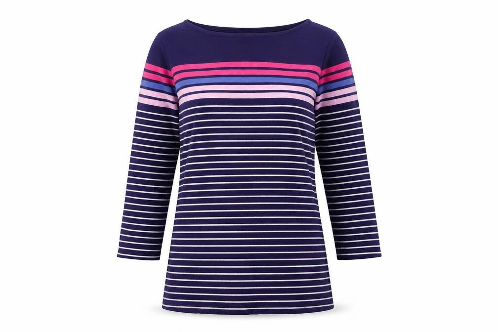 Tabitha Webb Women's Multicoloured Striped 3/4 Sleeve T-Shirt M