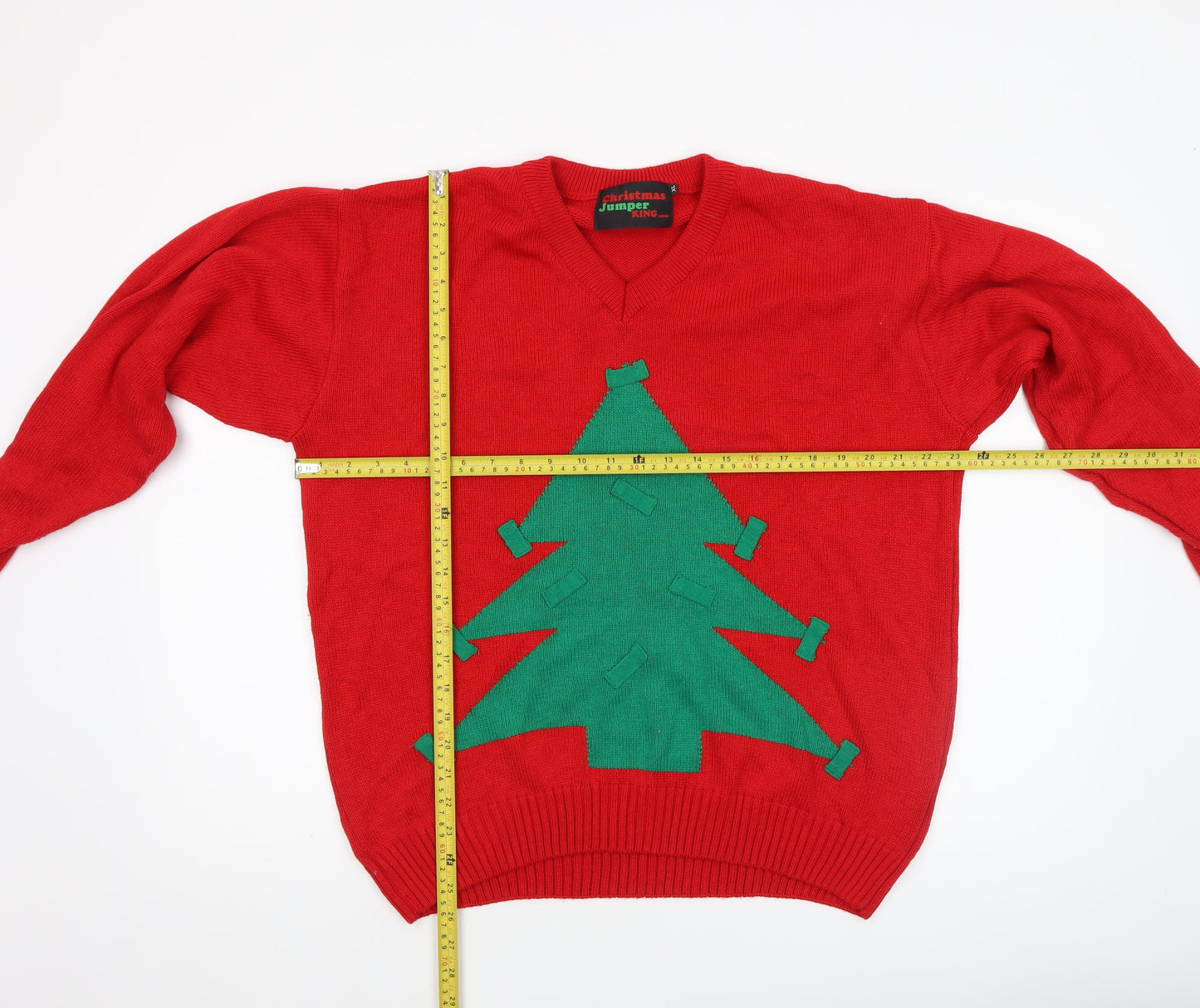 Christmas Jumper King Womens Red 7XL V-Neck Pullover Christmas Jumper