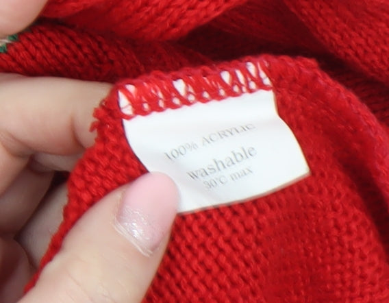Christmas Jumper King Womens Red 7XL V-Neck Pullover Christmas Jumper