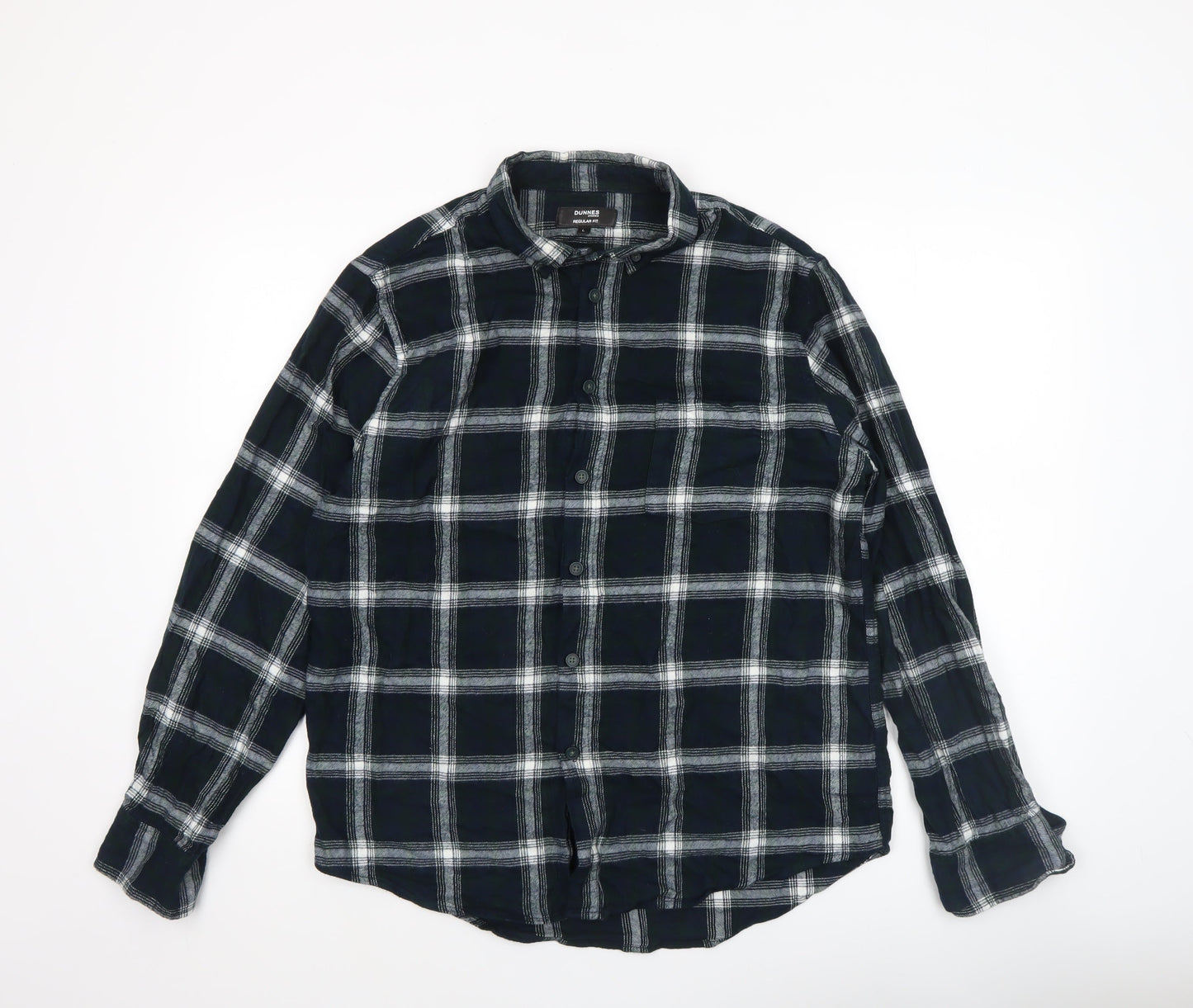 Dunnes Stores Men's Green Check Regular Fit Flannel Shirt L