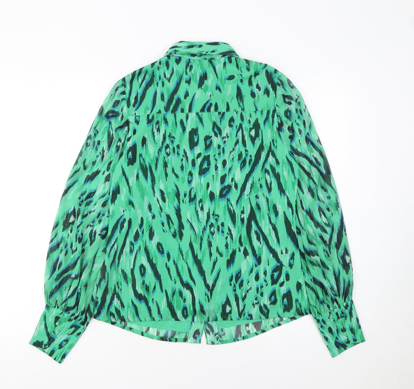 Michelle Keegan Women’s Green Animal Print Long Sleeve Blouse Size 8