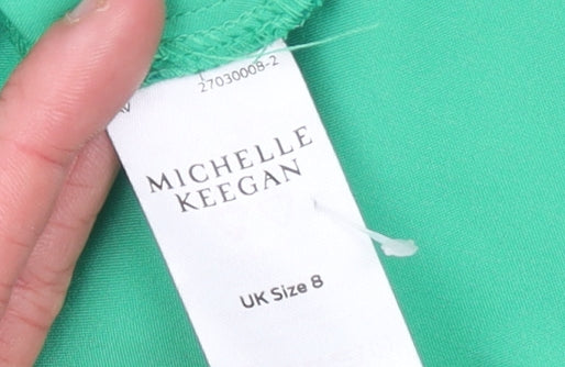 Michelle Keegan Women’s Green Animal Print Long Sleeve Blouse Size 8