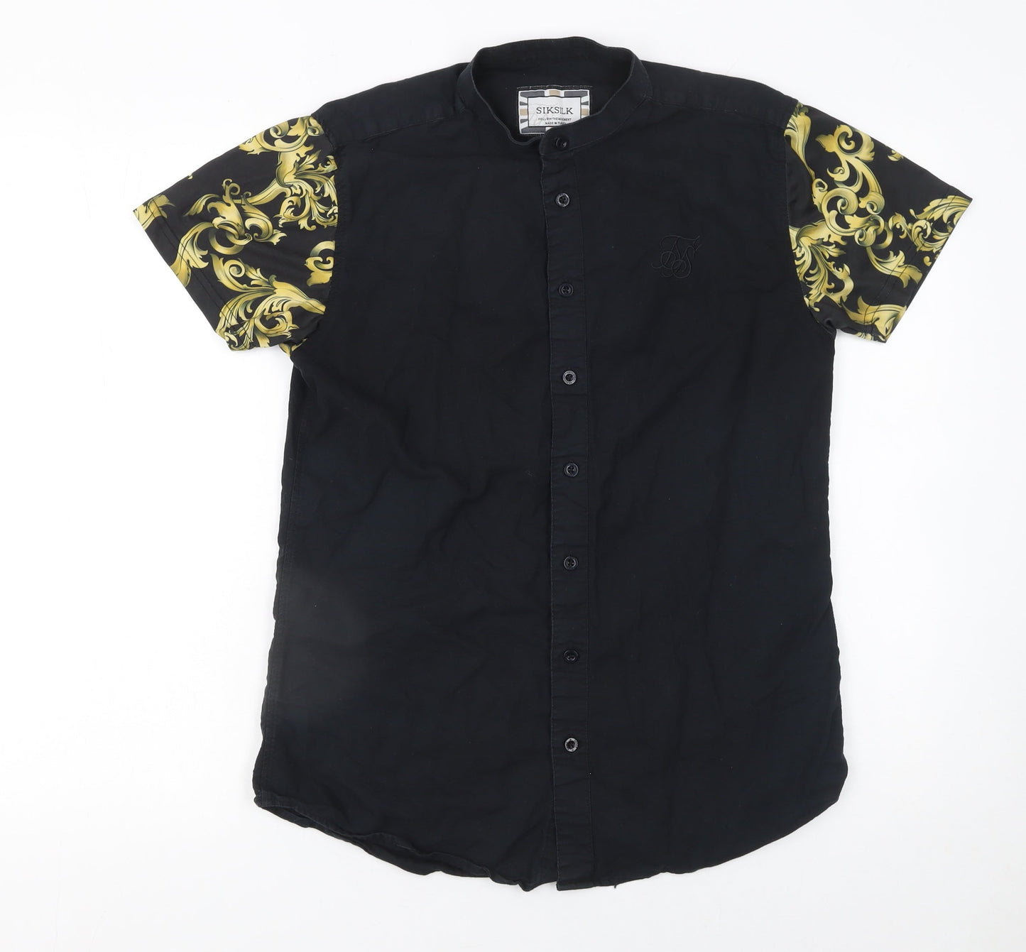 SikSilk Men's Black and Gold Short Sleeve T-Shirt M Baroque Style
