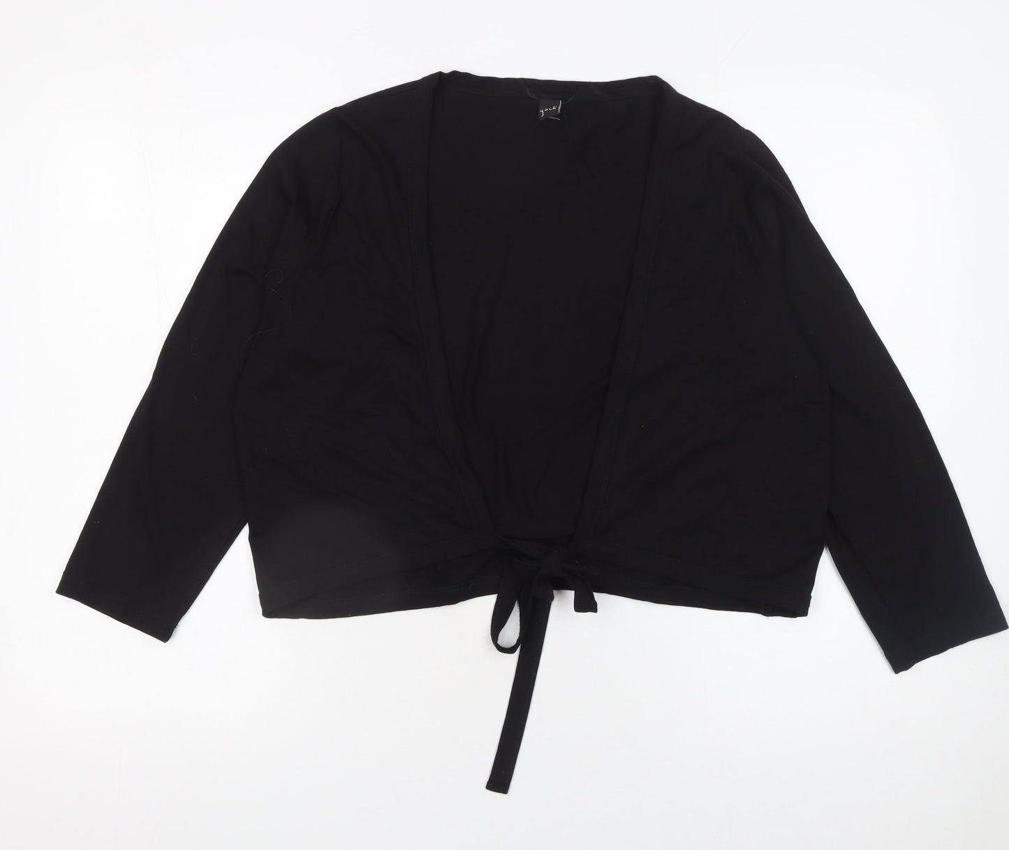 Yoek Women's Black Viscose Stretch Tie Front Cardigan M
