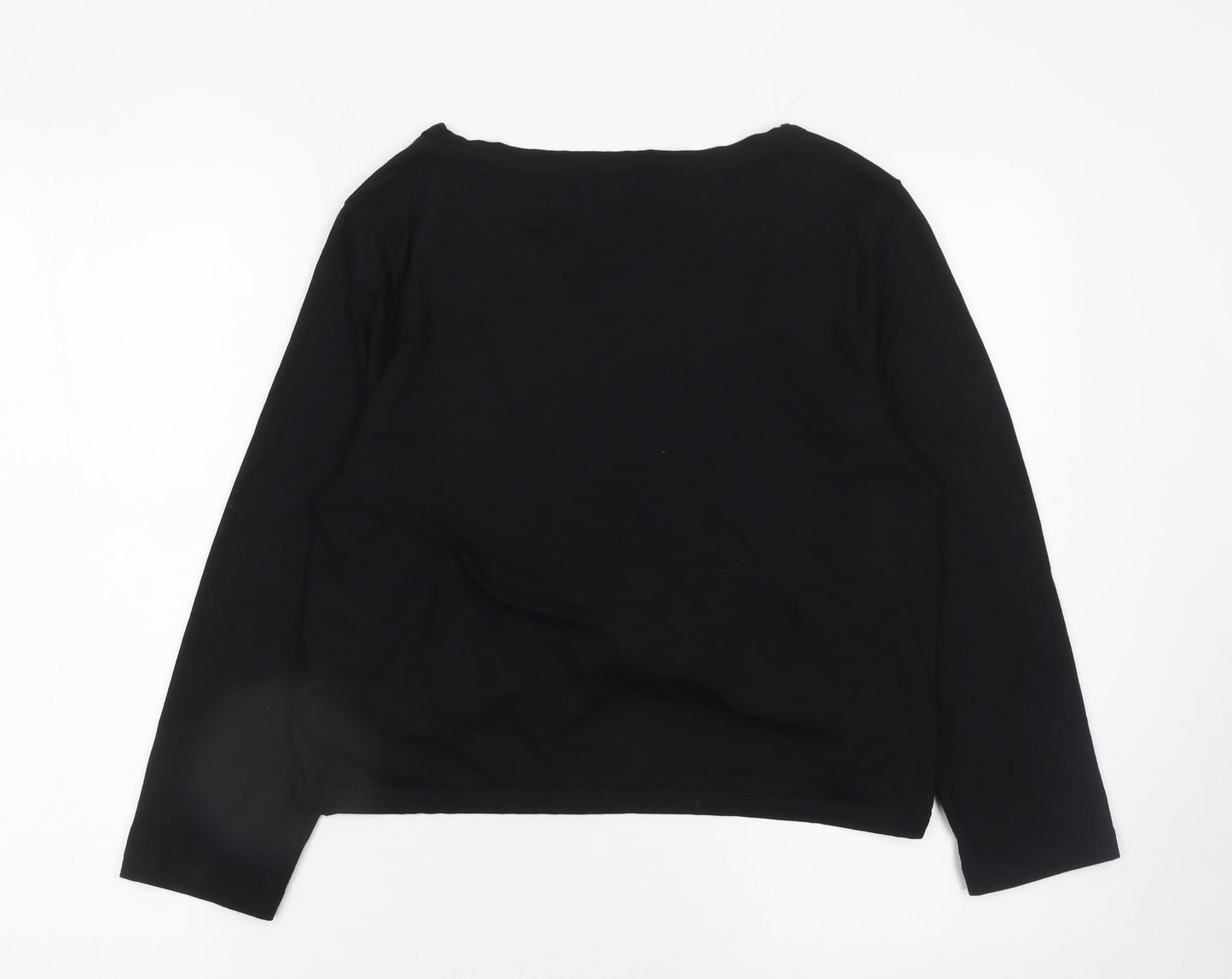 Yoek Women's Black Viscose Stretch Tie Front Cardigan M