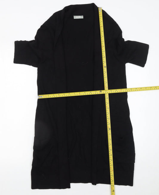 Wallis Womens Black Knit Open Cardigan Size M Short Sleeve