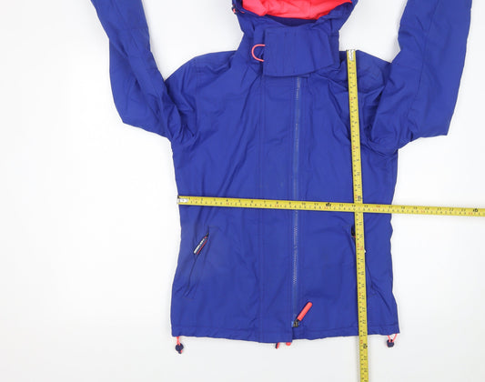 Superdry Women's Blue Hooded Windbreaker Jacket Size 8