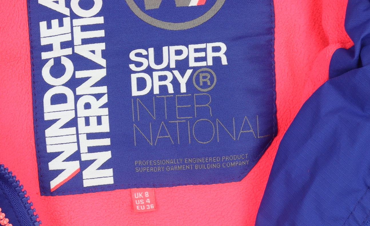 Superdry Women's Blue Hooded Windbreaker Jacket Size 8
