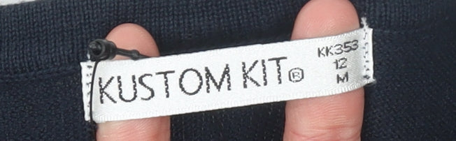 Kustom Kit Women's Black V-Neck Long Sleeve Cotton Blend Jumper Size 12