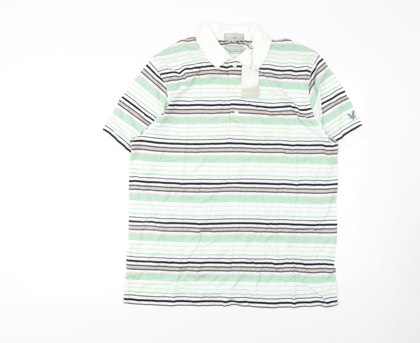 Lyle & Scott Men's Multicoloured Striped Cotton Golf Polo M