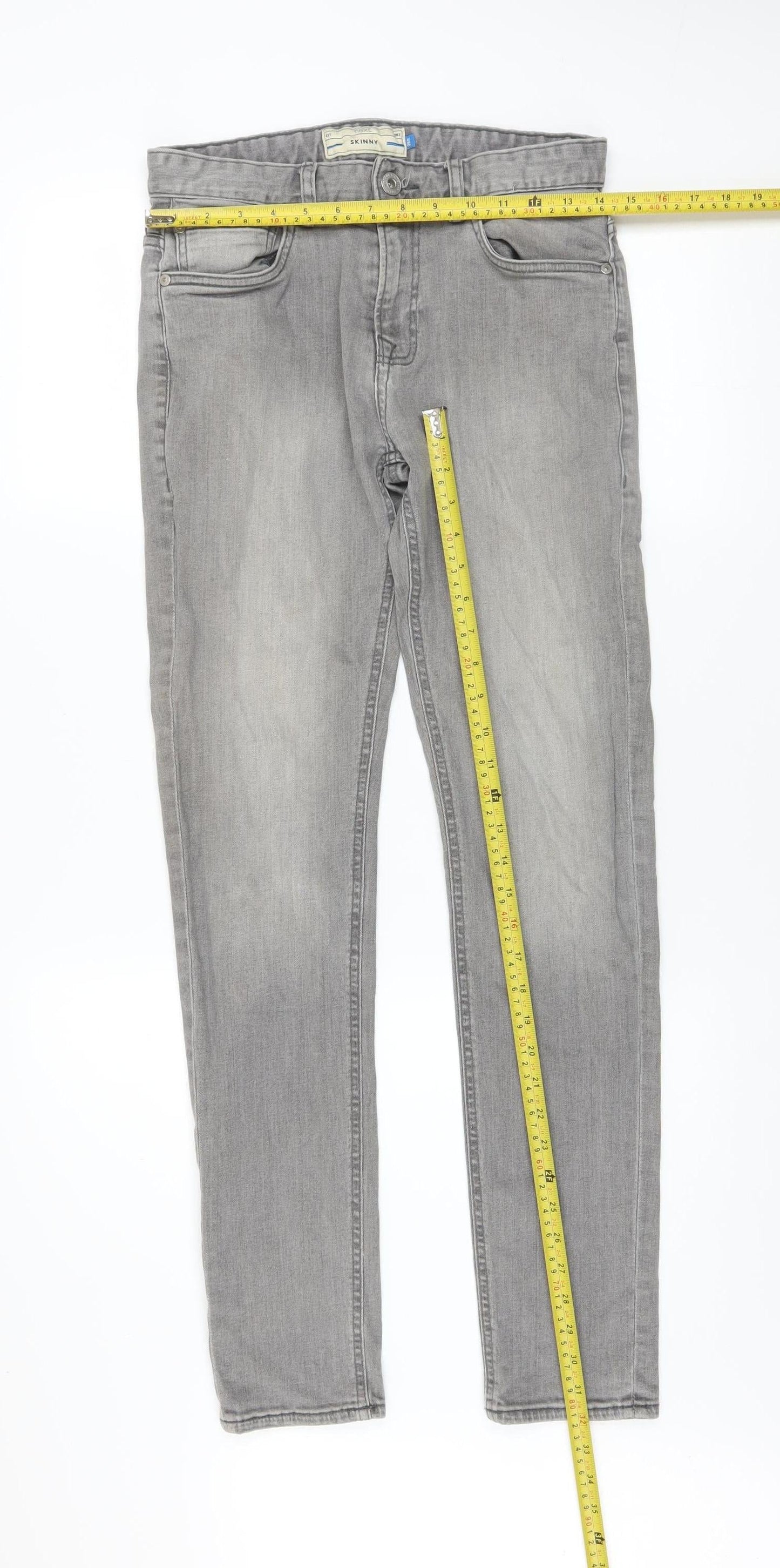 Next Men's Grey Skinny Jeans 28R Slim Fit Denim