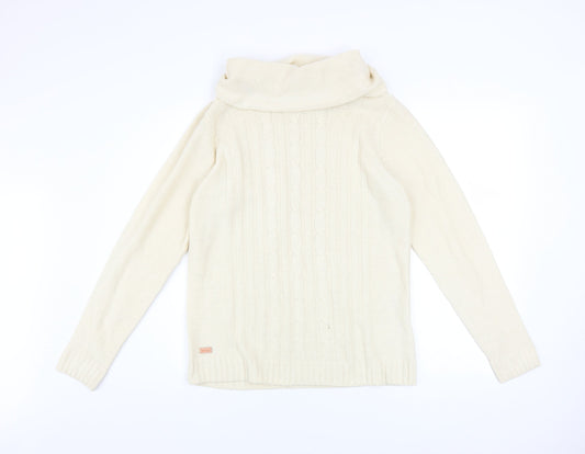 Regatta Women Ivory Roll Neck Cable Knit Jumper Size 12
