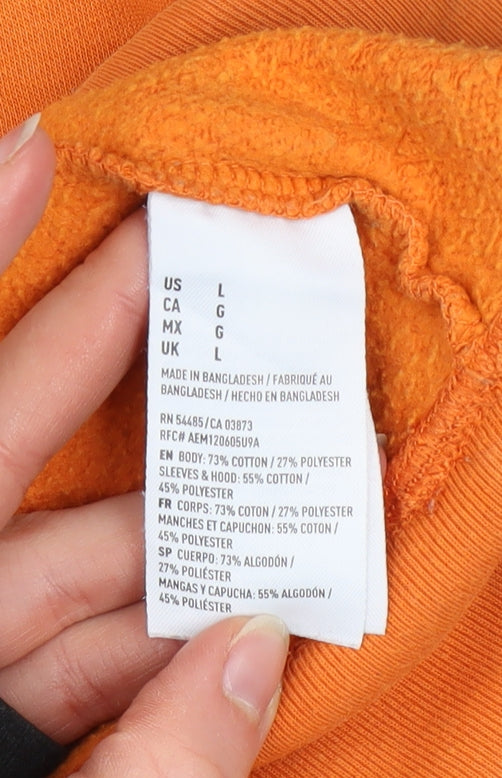 American Eagle Men's Orange Grey Hoodie L Classic Fit Pullover