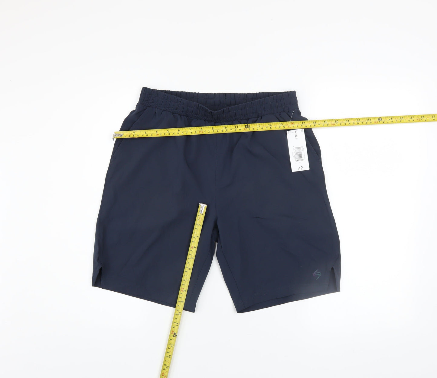Souluxe Men's Navy Blue Small Athletic Shorts, Elastic Waist, Quick Dry
