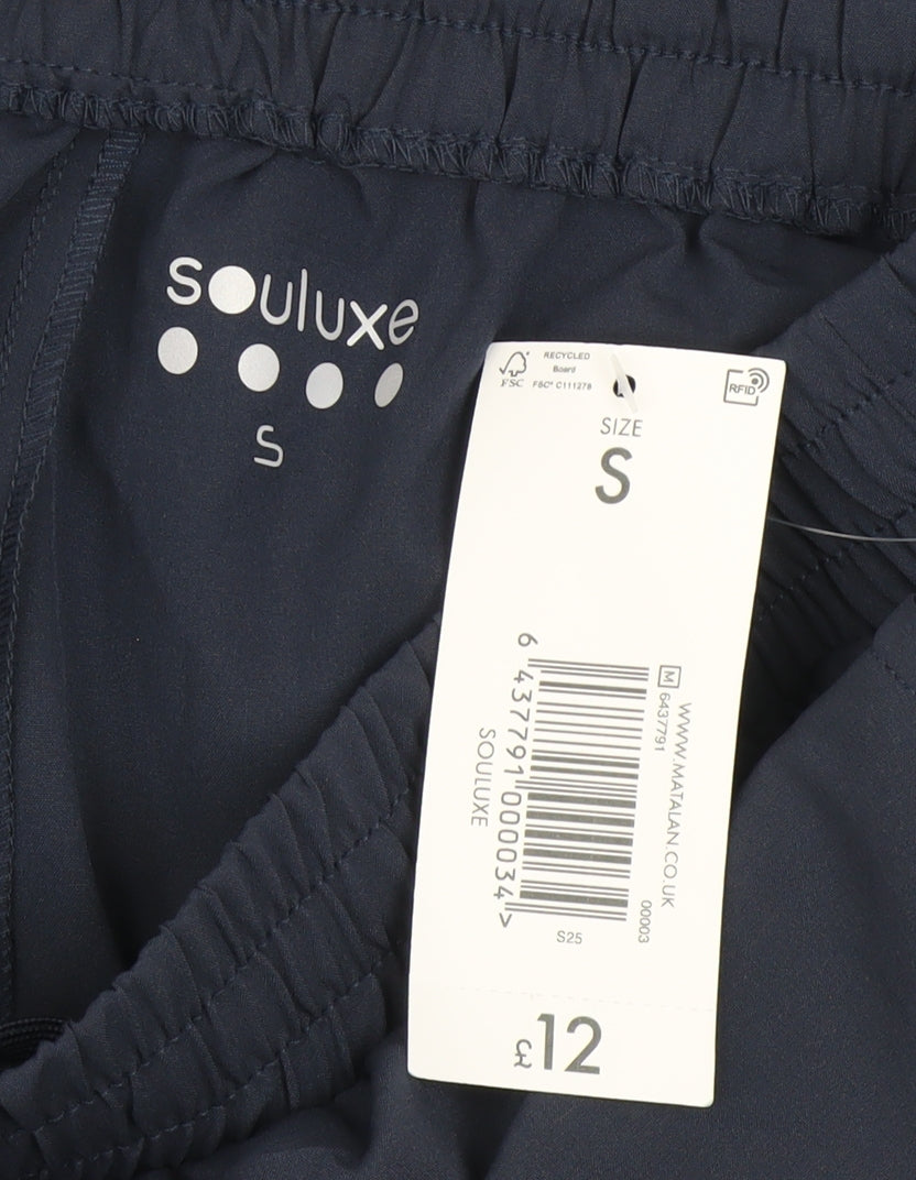 Souluxe Men's Navy Blue Small Athletic Shorts, Elastic Waist, Quick Dry