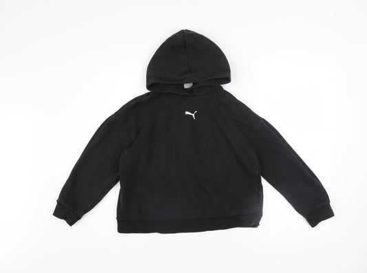 Puma Boys Black 13-14 Years Pullover Hoodie Cotton Blend Logo Sweatshirt