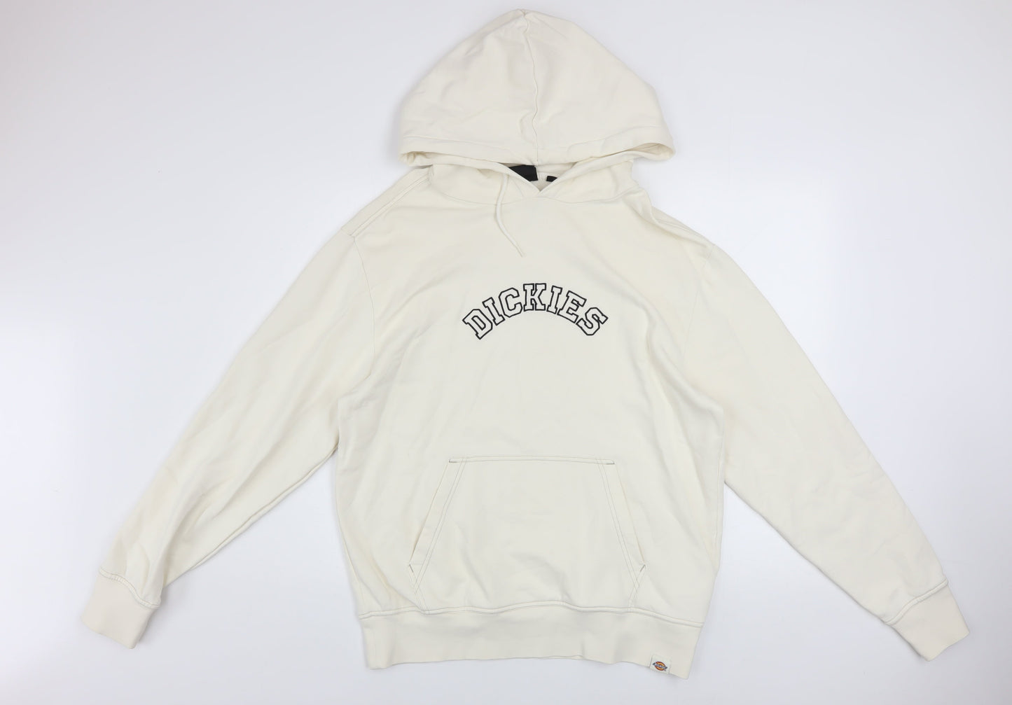 Dickies Men’s Ivory Pullover Hoodie Medium Graphic Logo Sweatshirt