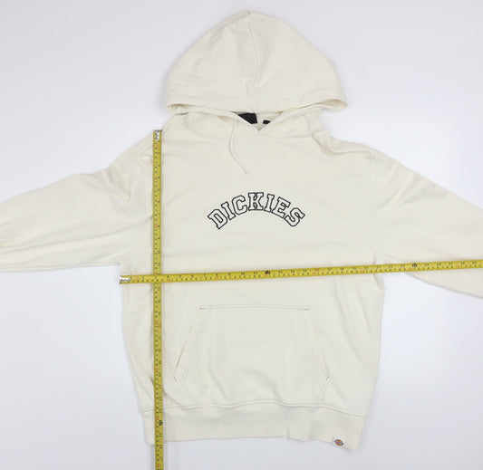 Dickies Men’s Ivory Pullover Hoodie Medium Graphic Logo Sweatshirt