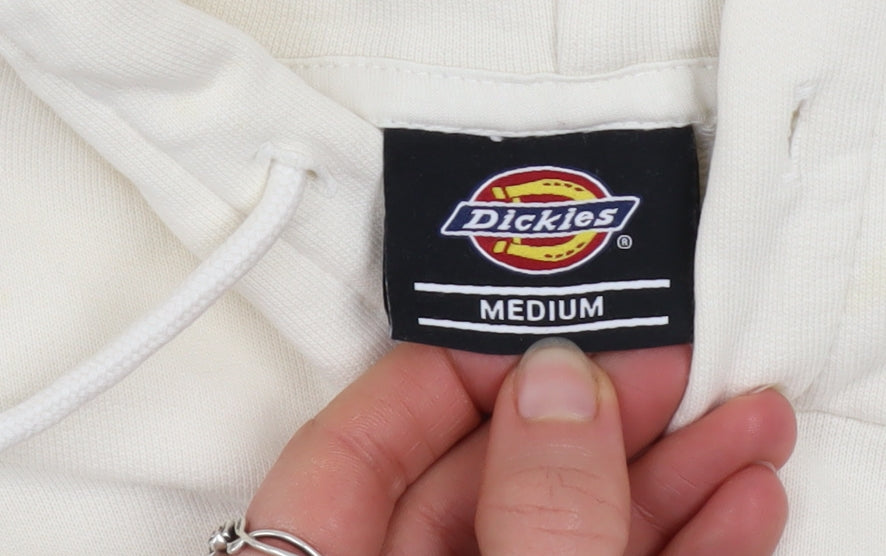 Dickies Men’s Ivory Pullover Hoodie Medium Graphic Logo Sweatshirt