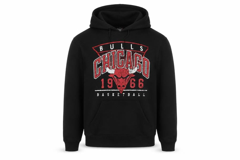 UNK Men's Black Chicago Bulls Pullover Hoodie Medium Basketball Graphic