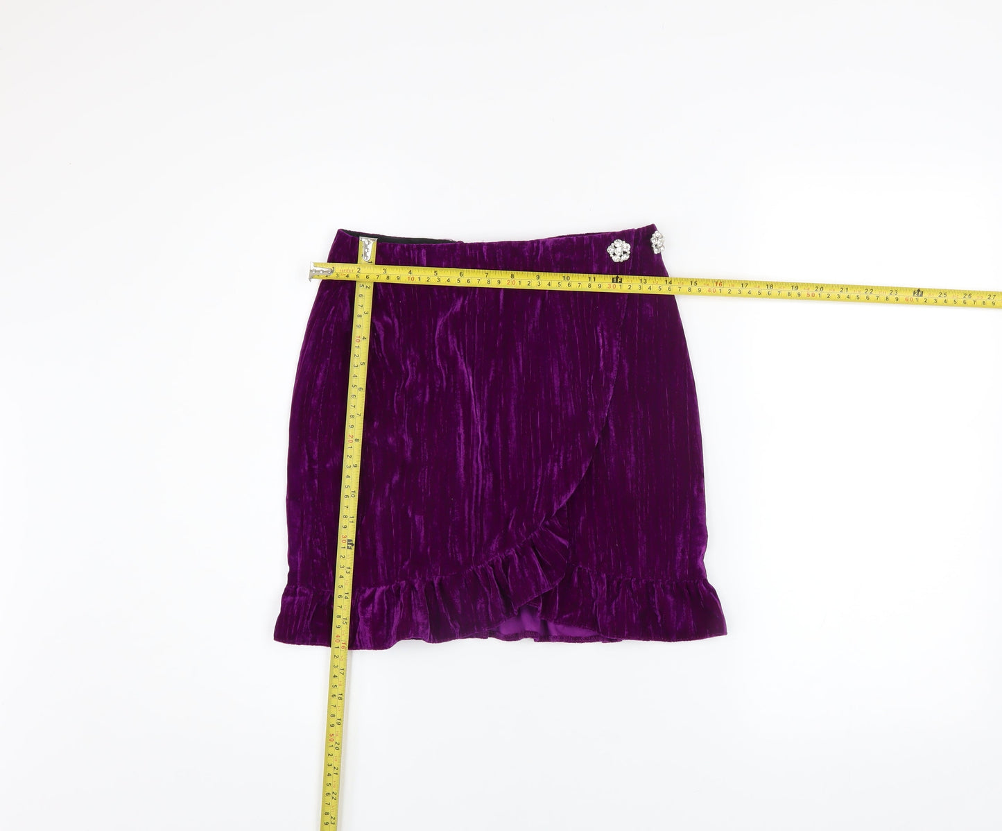 Topshop Women’s Purple Velvet Wrap Mini Skirt Size 6