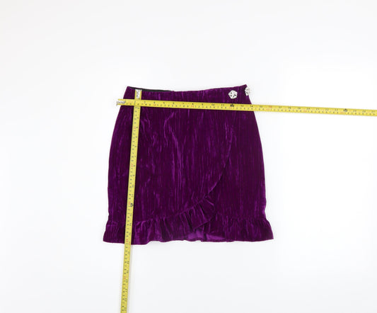 Topshop Women’s Purple Velvet Wrap Mini Skirt Size 6