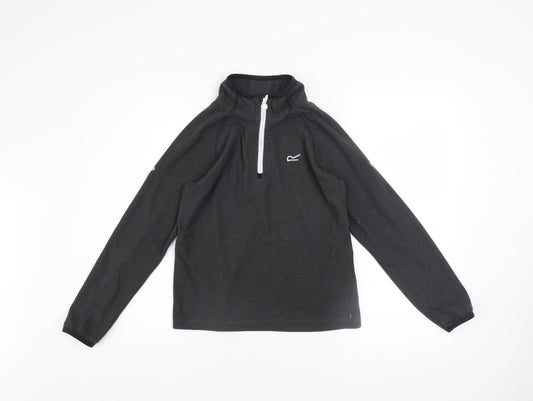 Regatta Boys Black 13 Years Fleece Quarter Zip Pullover Sweatshirt