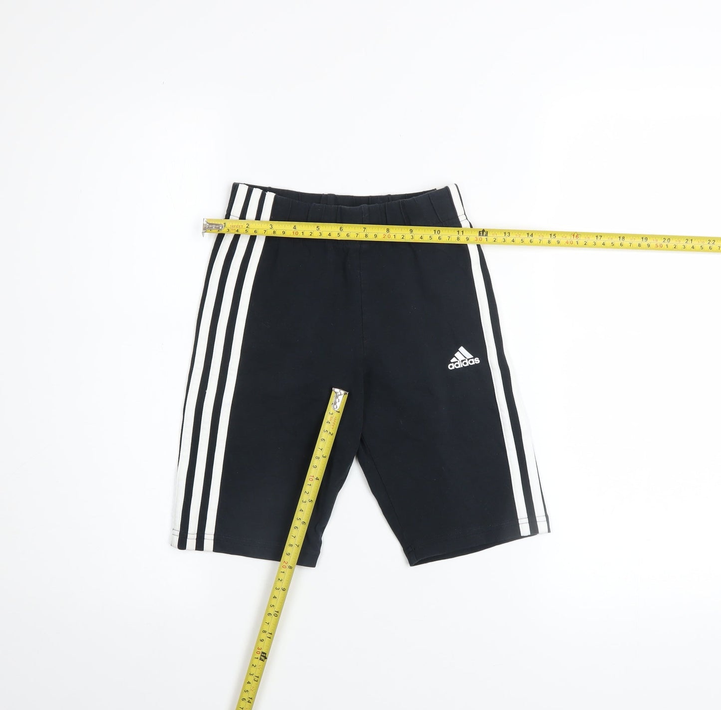 Adidas Girls Black 11-12 Years Athletic Shorts Cotton Stretch Activewear