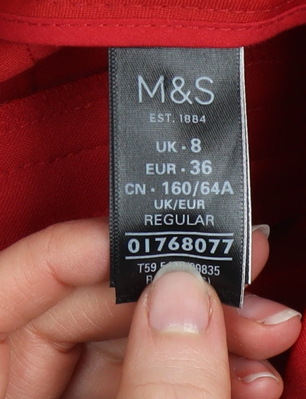 Marks and Spencer Women’s Red Slim Fit Wool Blend Dress Pants Size 8