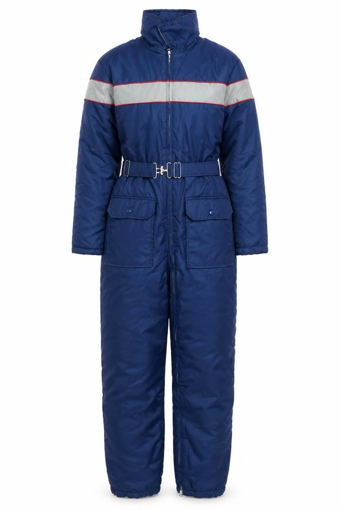 Wild Thunder Blue Nylon Insulated Ski Jumpsuit Women UK 14 Belted Zip Winter