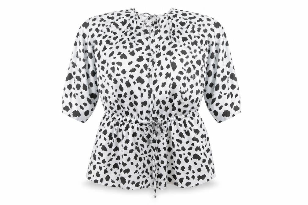 Front view of ASOS Women’s White Animal Print Tunic Blouse, size UK 18