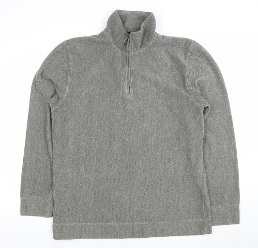 Lee Cooper Men's Grey 1/4 Zip Mock Neck Knit Sweatshirt Size M